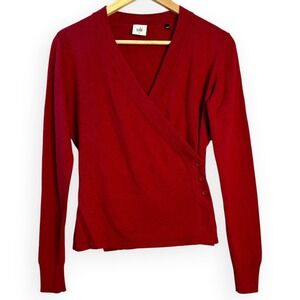 Cabi Red Wrap Cardigan V-Neck Side Button Angora Blend Sweater 3160 Womens S